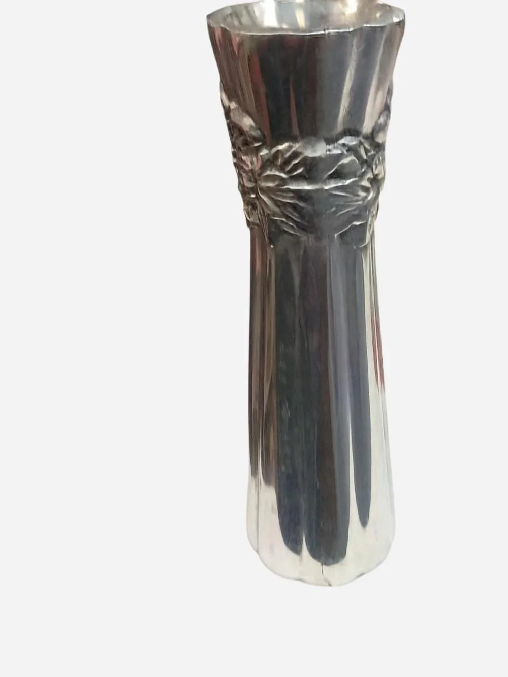 Charter Club Silver Tapered  Metal Bud Vase with Floral‎ Relief